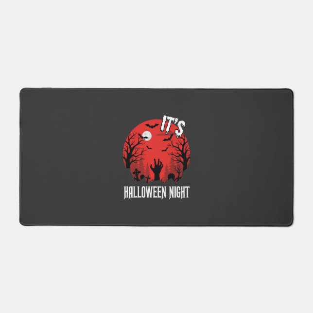 Halloween Night Spooky Graveyard Vector Desk Mat (Front)