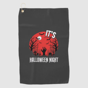 Halloween Night Spooky Graveyard Vector Golf Towel