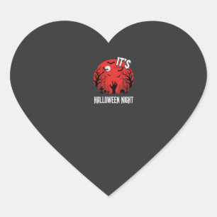 Halloween Night Spooky Graveyard Vector Heart Sticker