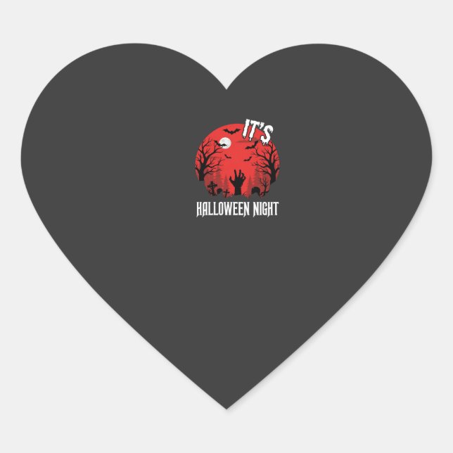 Halloween Night Spooky Graveyard Vector Heart Sticker (Front)