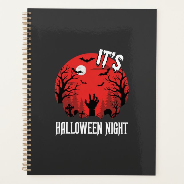 Halloween Night Spooky Graveyard Vector Planner (Front)