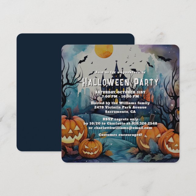 Halloween Night Spooky Halloween Party Invitation (Front/Back)