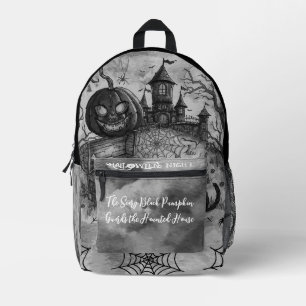 Halloween Night , The Scary Black Pumpkin Guards P Printed Backpack