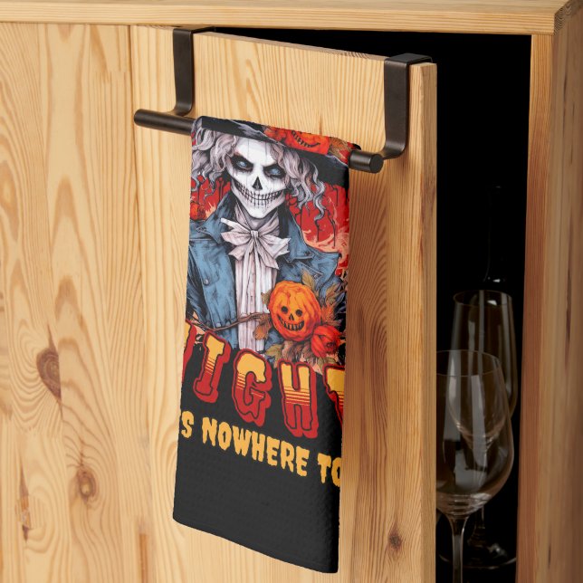 Halloween Night There Is Nowhere To Hide Tea Towel (Thirds Fold)