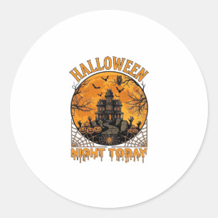 Halloween Night Today Haunted Mansion Pumpkins Owl Classic Round Sticker