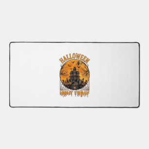 Halloween Night Today Haunted Mansion Pumpkins Owl Desk Mat