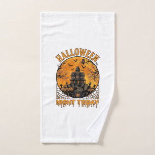 Halloween Night Today Haunted Mansion Pumpkins Owl Hand Towel