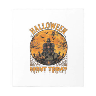 Halloween Night Today Haunted Mansion Pumpkins Owl Notepad