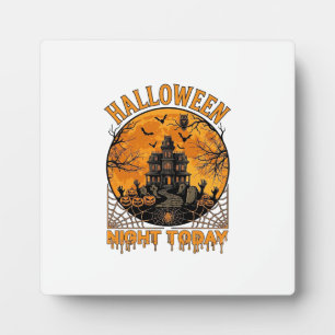 Halloween Night Today Haunted Mansion Pumpkins Owl Plaque