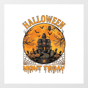 Halloween Night Today Haunted Mansion Pumpkins Owl Window Cling