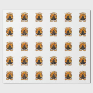 Halloween Night Today Haunted Mansion Pumpkins Owl Wrapping Paper