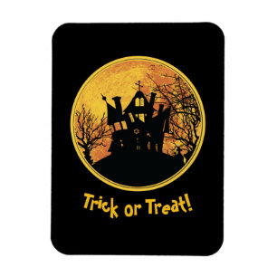 Halloween Night Trick or Treat Full Moon House Magnet