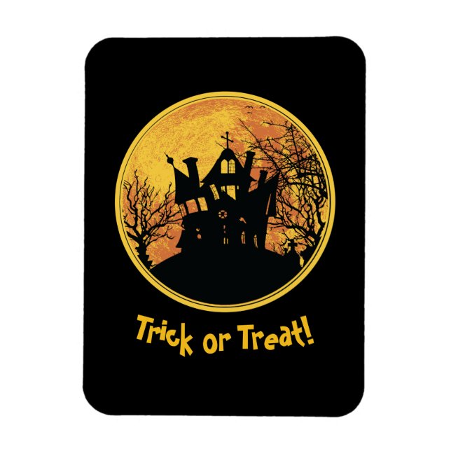 Halloween Night Trick or Treat Full Moon House Magnet (Vertical)