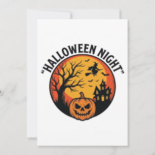 Halloween Night Vintage Engraving Spooky Scene T-S Invitation