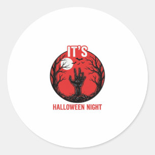 Halloween Night Vintage Engraving Vector Design_1 Classic Round Sticker