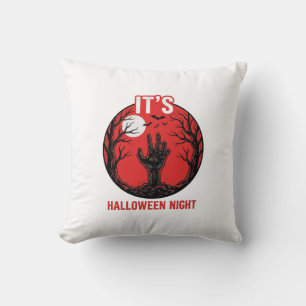Halloween Night Vintage Engraving Vector Design_1 Cushion