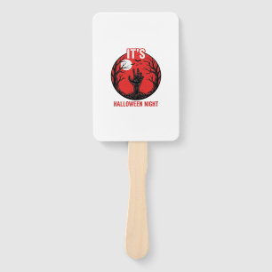 Halloween Night Vintage Engraving Vector Design_1 Hand Fan