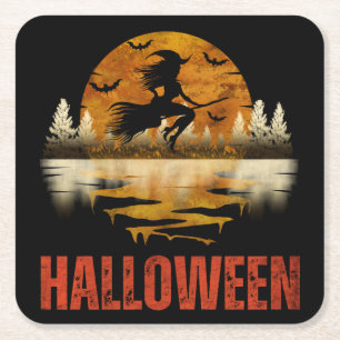 HALLOWEEN NIGHT WITCH SQUARE PAPER COASTER