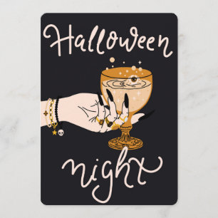 Halloween Night Witchy Hand Eyeball Cocktail Holiday Card