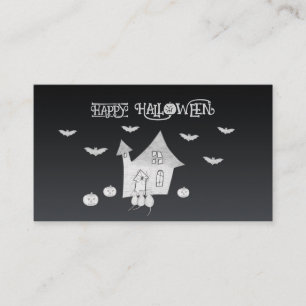 Halloween night with Haunted House, Bats, Pumpkins Business Card