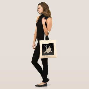 Halloween night with Haunted House, Bats, Pumpkins Tote Bag
