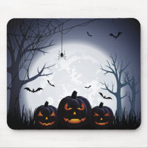 Halloween Night with Pumpkins & Flying Bats Mouse Mat