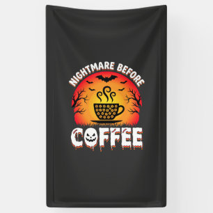 Halloween Nightmare Before Coffee Bat Sunset Graph Banner