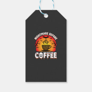 Halloween Nightmare Before Coffee Bat Sunset Graph Gift Tags