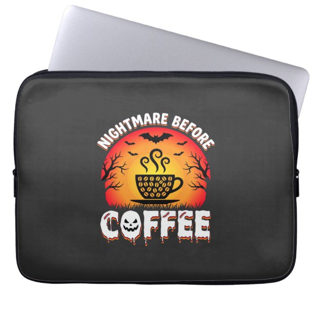 Halloween Nightmare Before Coffee Bat Sunset Graph Laptop Sleeve (Front)