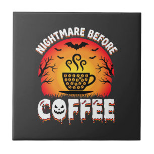 Halloween Nightmare Before Coffee Bat Sunset Graph Tile