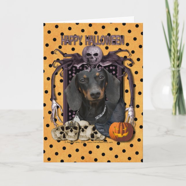Halloween Nightmare - Dachshund - Winston Card (Front)