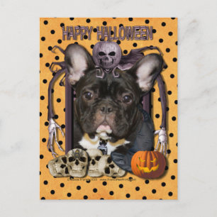 Halloween Nightmare - French Bulldog - Teal Postcard
