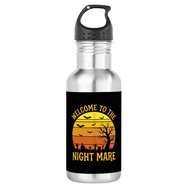Halloween Nightmare Graveyard Sunset Retro Vector 532 Ml Water Bottle (Front)