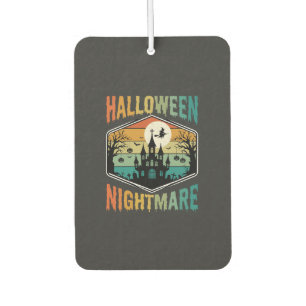 Halloween Nightmare Haunted Castle Retro Vector Car Air Freshener
