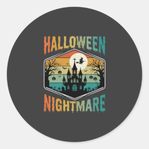 Halloween Nightmare Haunted Castle Retro Vector Classic Round Sticker
