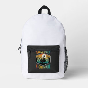 Halloween Nightmare Haunted Castle Retro Vector Printed Backpack