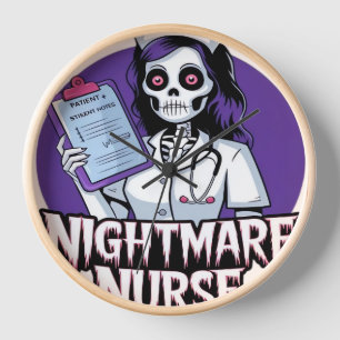 Halloween Nightmare Nurse Classic T-Shirt Clock