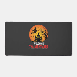 Halloween Nightmare Witch Haunted House Design Desk Mat