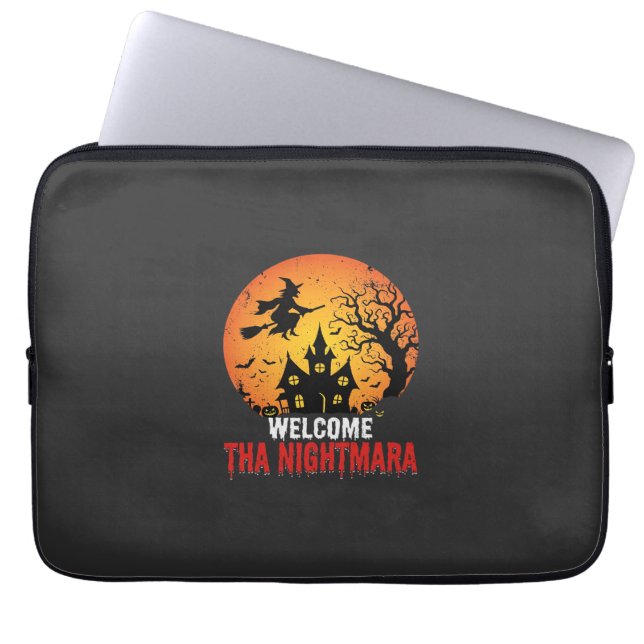Halloween Nightmare Witch Haunted House Design Laptop Sleeve (Front)