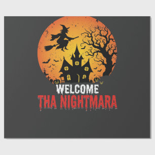 Halloween Nightmare Witch Haunted House Design Wrapping Paper
