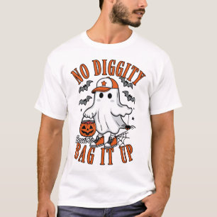 Halloween No Diggity Bout To Bag It Up Cute Ghost T-Shirt