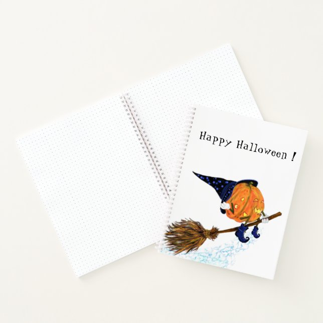 Halloween Notebook Witch Pumpkin Flying (Inside)