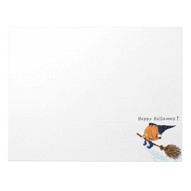 Halloween Notepad Witch Pumpkin Flying Broom (Front)