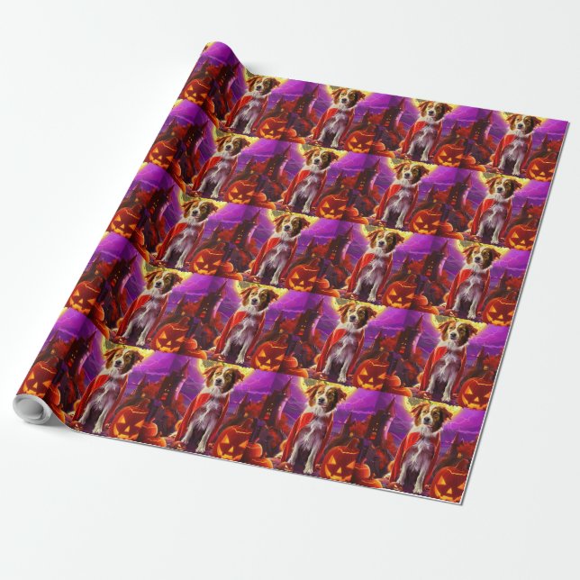 Halloween Nova Scotia Duck Toller Vampire Pumpkin Wrapping Paper (Unrolled)