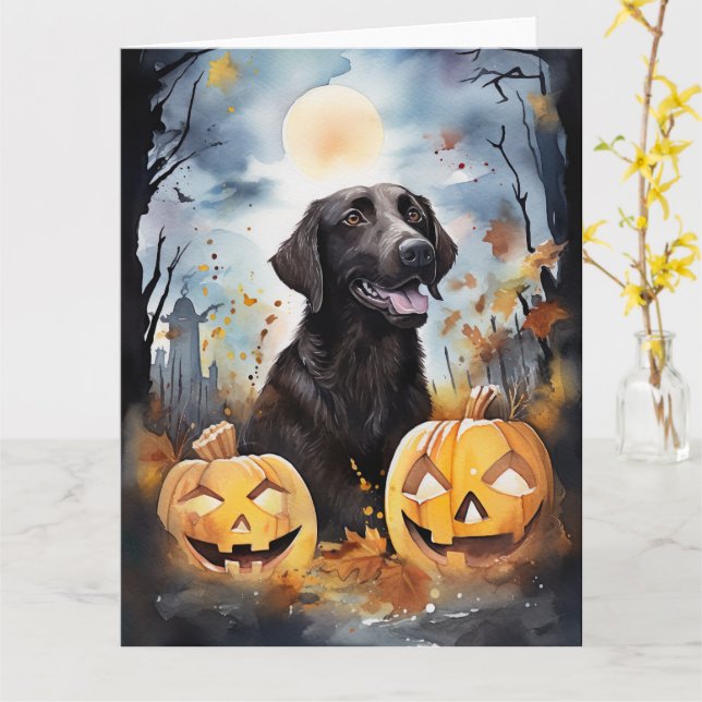 Halloween Nova Scotia With Pumpkins Scary  Card (Yellow Flower)