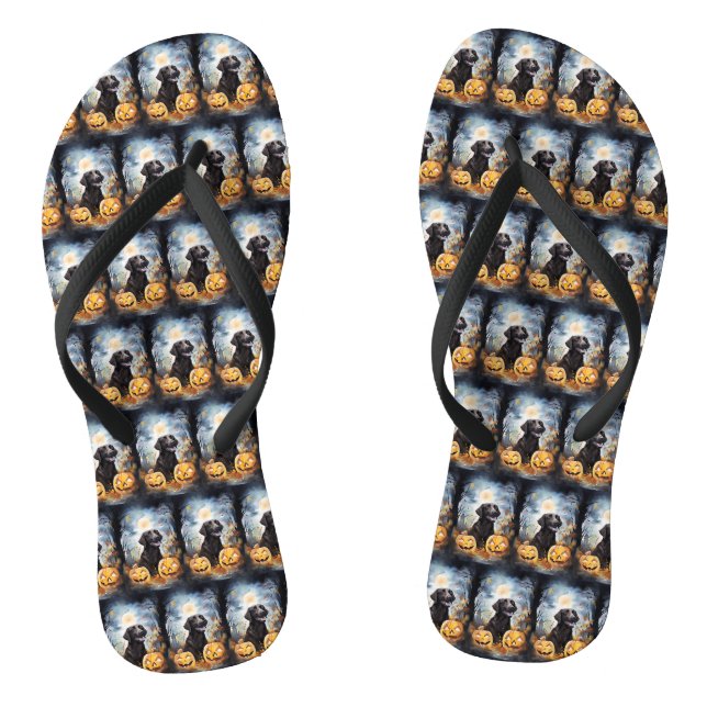 Halloween Nova Scotia With Pumpkins Scary  Flip Flops (Footbed)