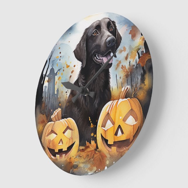 Halloween Nova Scotia With Pumpkins Scary  Large Clock (Angle)