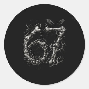 Halloween Number 6 7 Bones Skeleton Costume  Classic Round Sticker