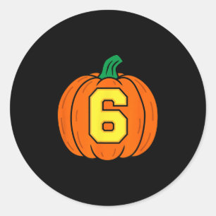 Halloween Number 6 Pumpkin Costume  Classic Round Sticker