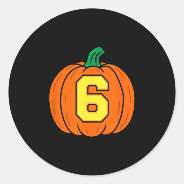 Halloween Number 6 Pumpkin Costume  Classic Round Sticker (Front)